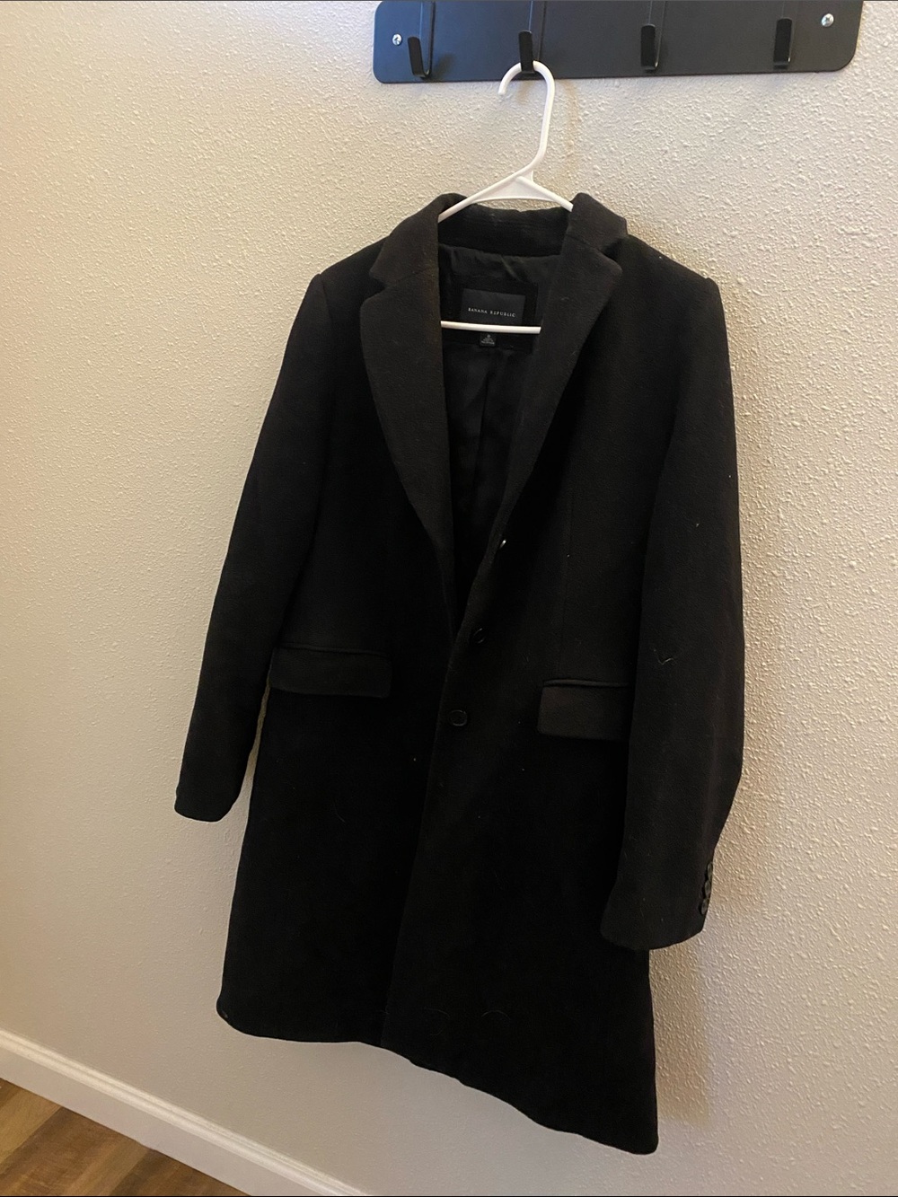 Woman’s Black Wool-Blend Overcoat - Classic Tailored Coat